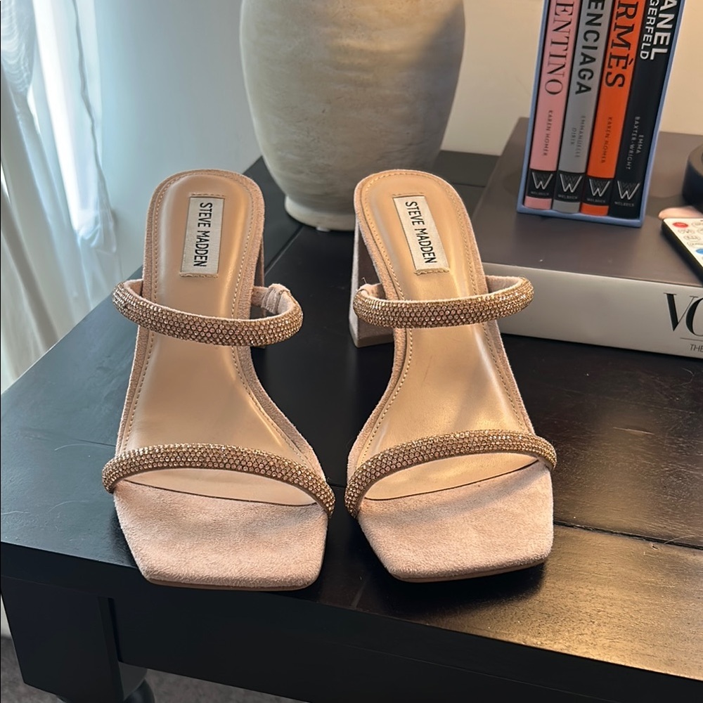 Steve Madden Beige Block Heel Sandals